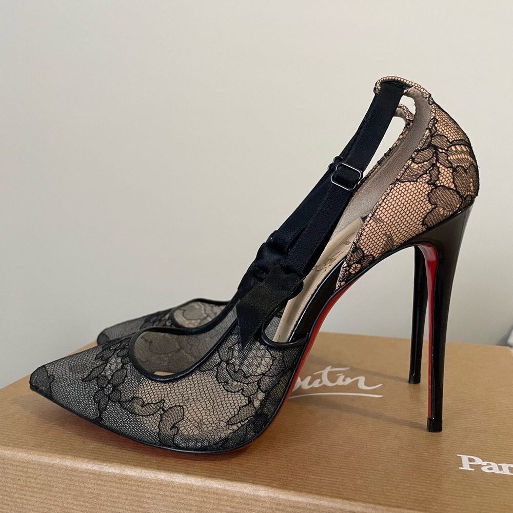 Christian Louboutin Hot Jeanbi 100 Chantilly/Nappa/Patent Sz 38.5